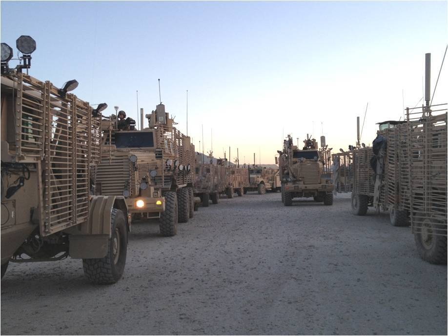 1st Platoon, 402nd Sapper Company, prepares their route clearance p`atrol in eastern Afghanistan