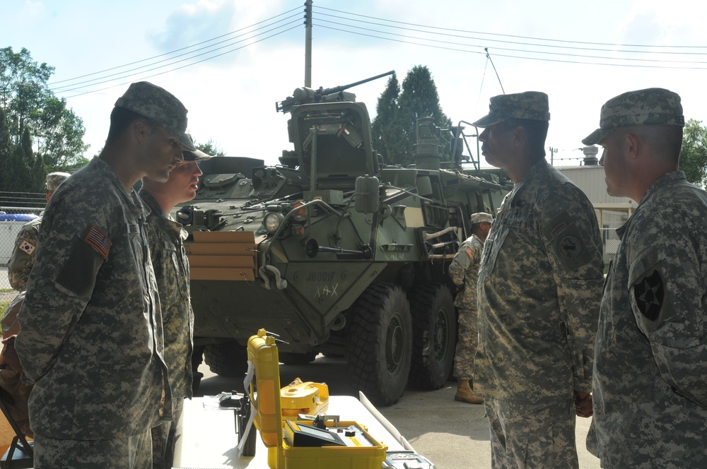 Soldiers with the 23rd Chemical Battalion, 2nd Infantry Division brief Gen. Vincent K. Brooks