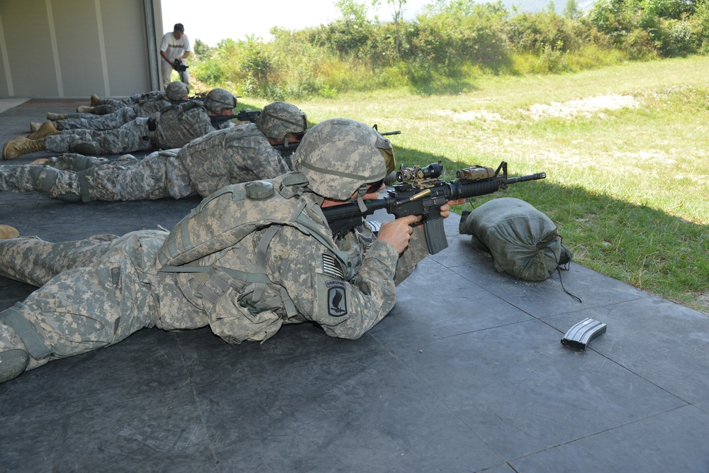 The marksmanship training at CAO Malnisio Range, Pordenone, Italy, July 25, 2013