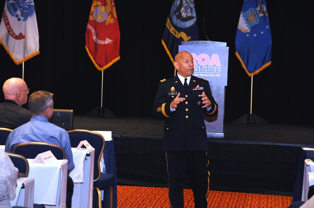 Maj. Gen. Luis Visot speaks at the 2013 Reserve Officers Association's National Security Symposium