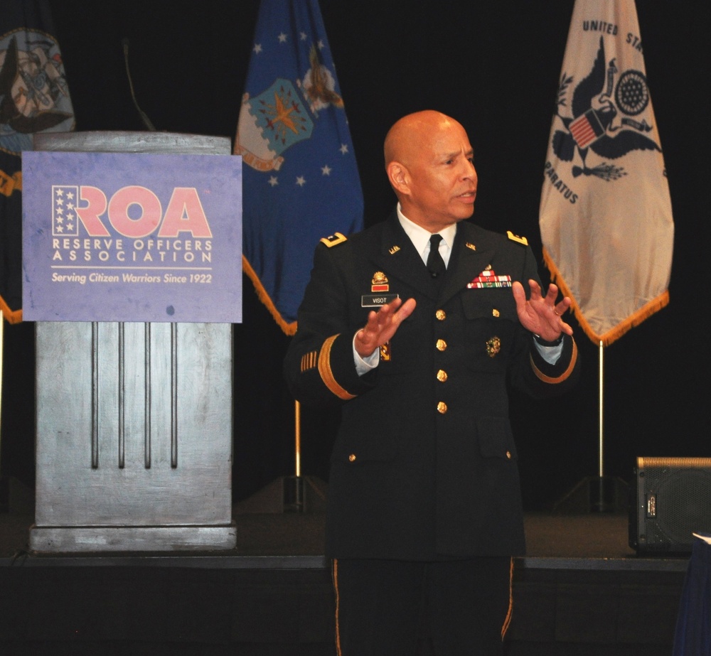 Maj. Gen. Luis Visot speaks at the 2013 Reserve Officers Association's National Security Symposium