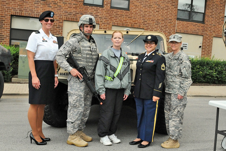 Soldiers display various uniforms of the US Army