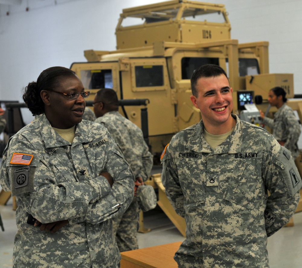 Col. Junior, commander 77th Sustainment Brigade, observes HEAT training