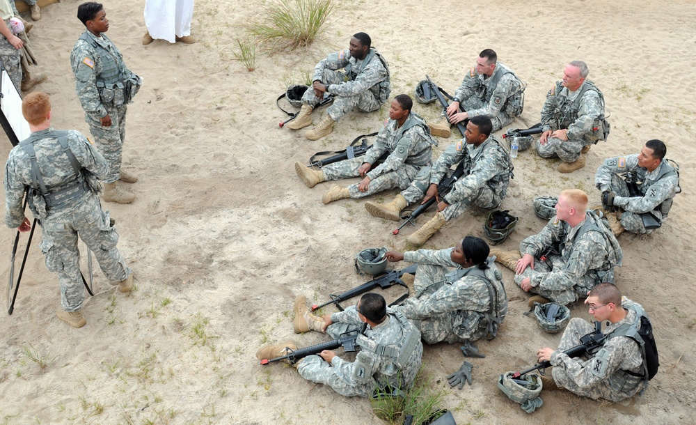 OSW soldiers during after-action review