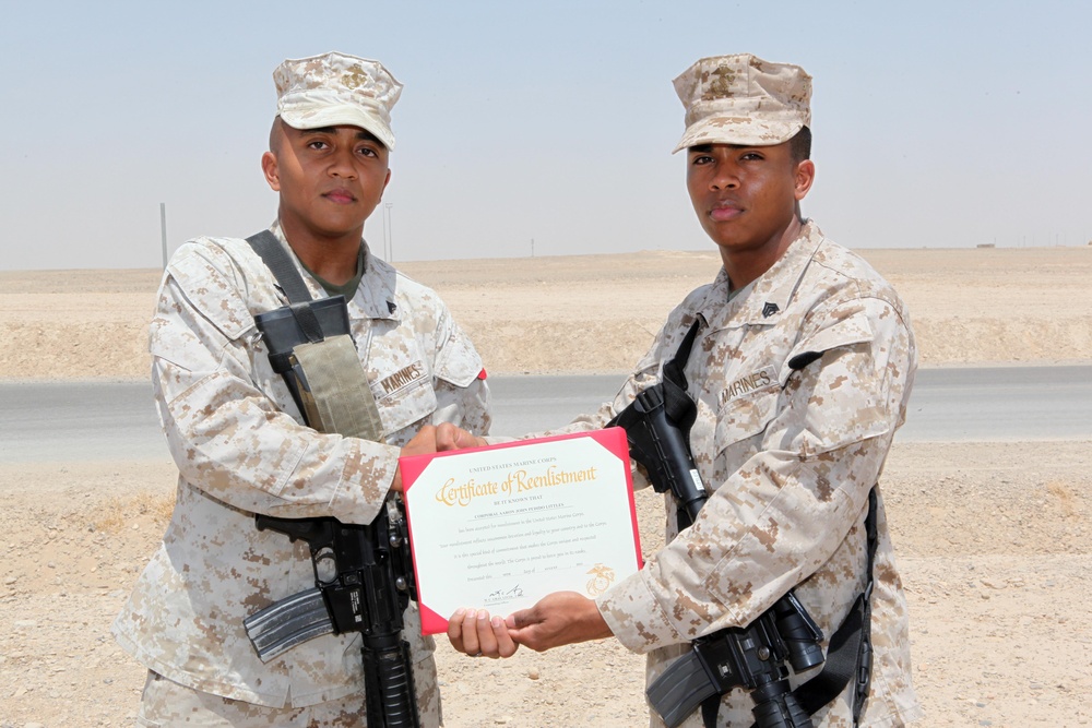 Cpl Littles' Reenlistment Ceremony