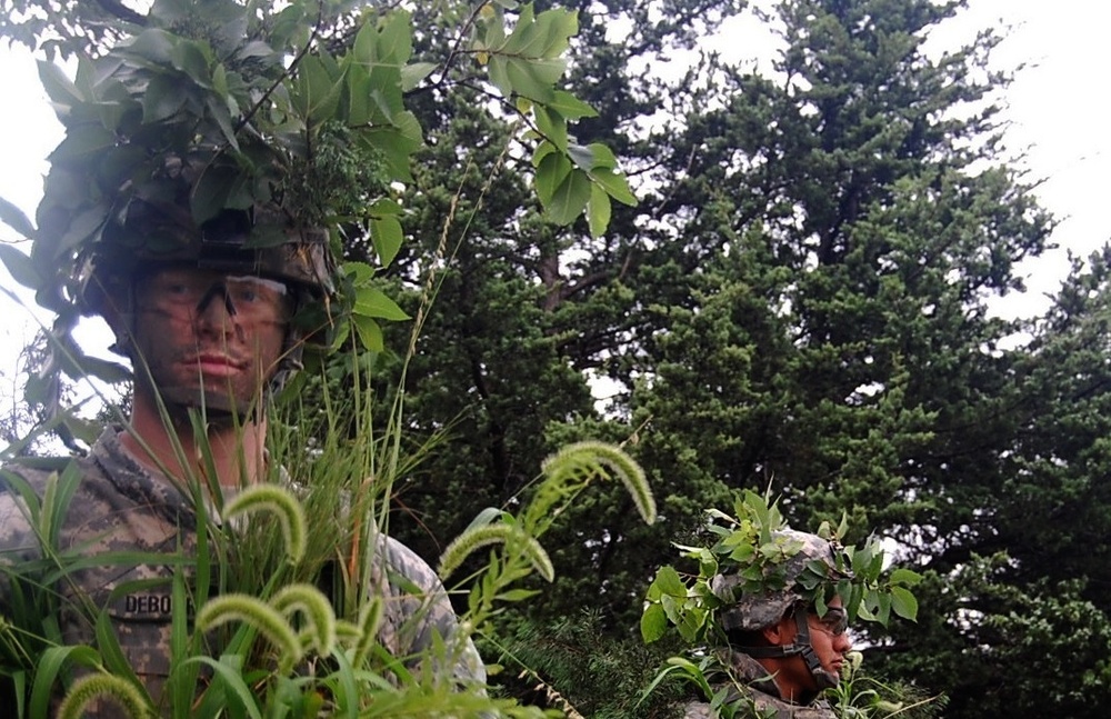 Engineer soldiers train cover and concealment