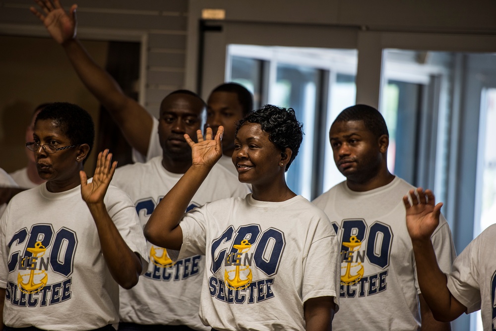 PCU Gerald R. Ford chief selects get fitted for uniforms