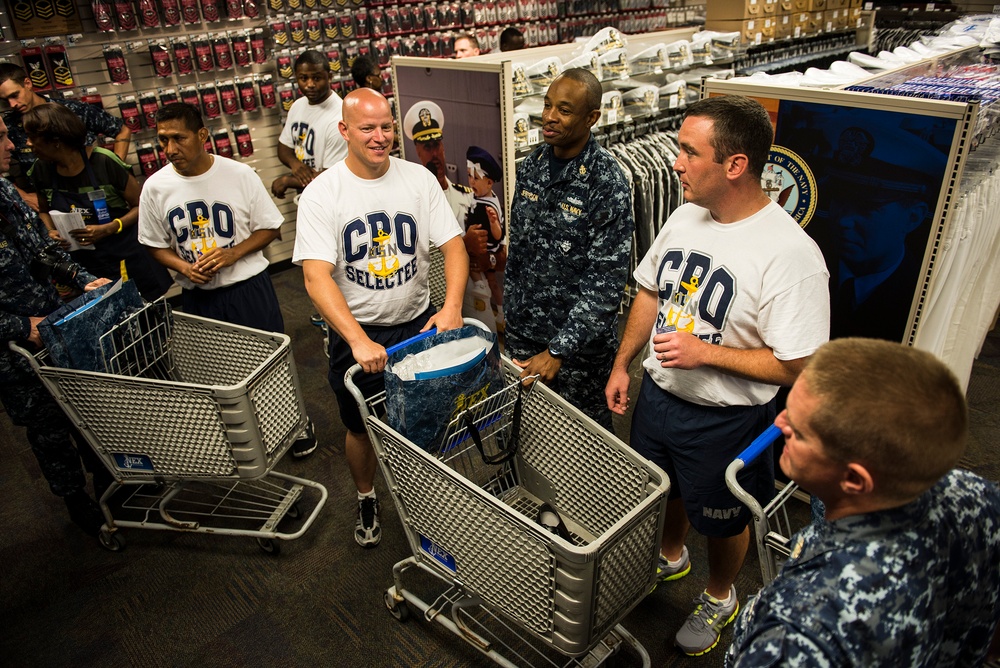 PCU Gerald R. Ford chief selects get fitted for uniforms