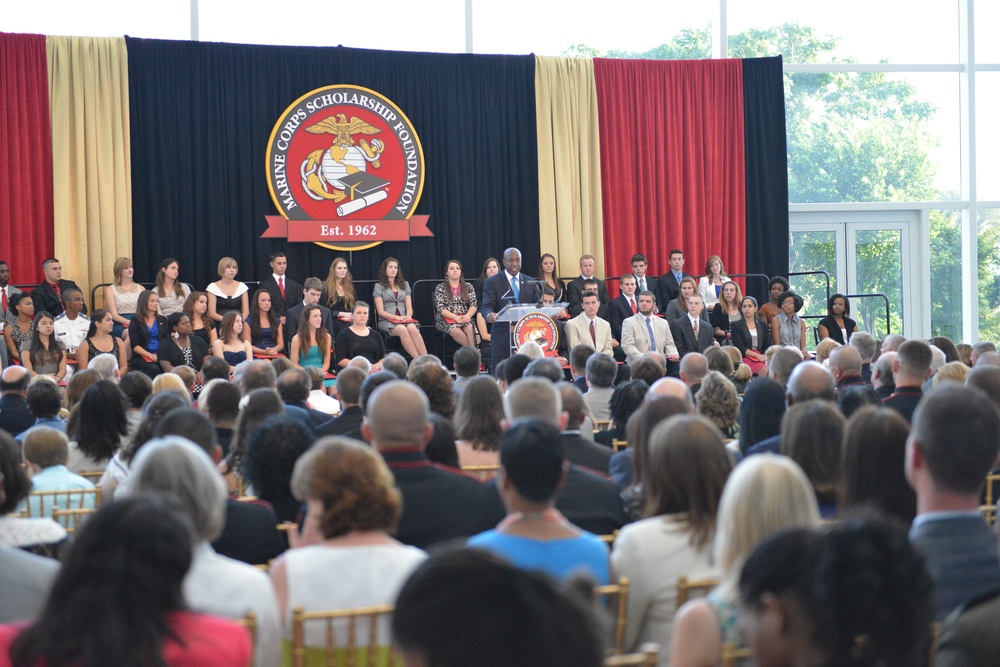 Sgt. Maj. Carlton W. Kent addresses the crowd at Marine Corps Scholarship Foundation's awards ceremony