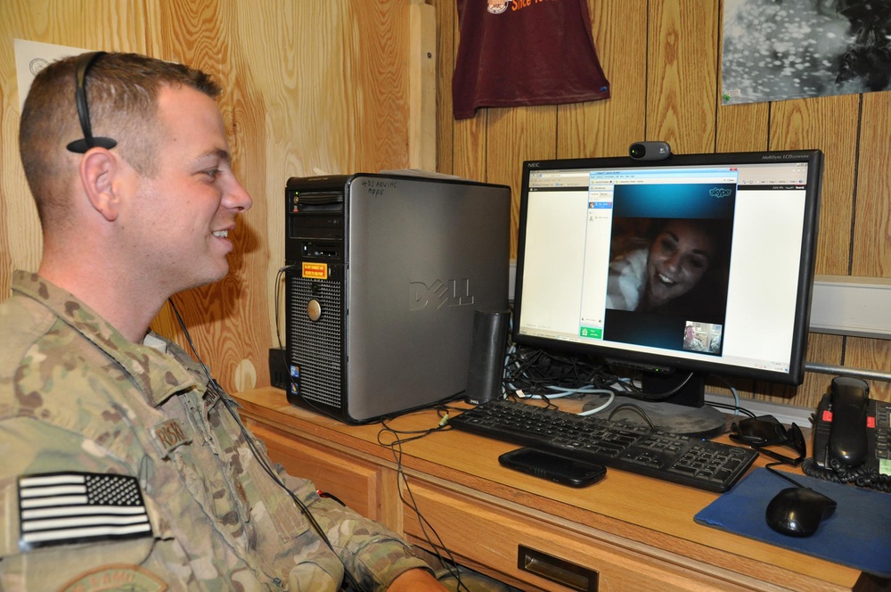 Deployed airmen log in, answer the call to stay connected