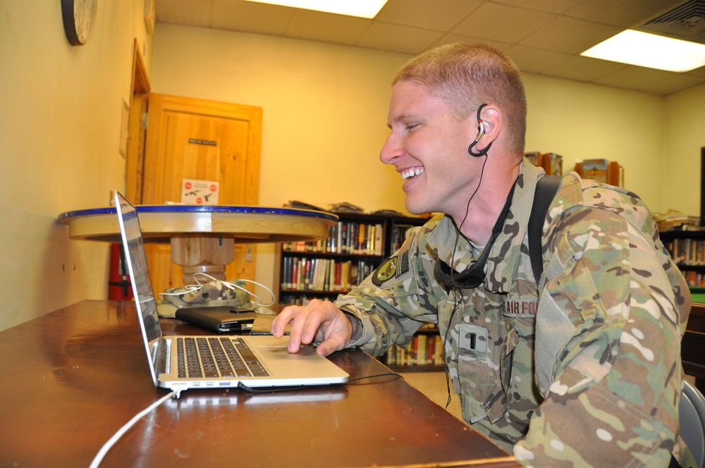 Deployed airmen log in, answer the call to stay connected