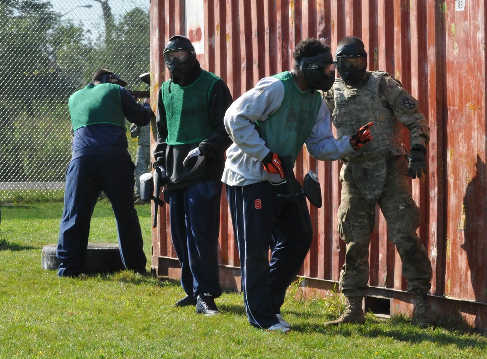 Spartan soldiers, Syracuse University football players battle in paintball competition