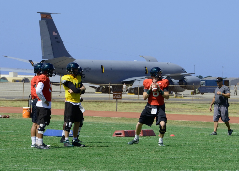 University of Hawaii Rainbow Warriors practice at Joint Base Pearl Harbor-Hickam