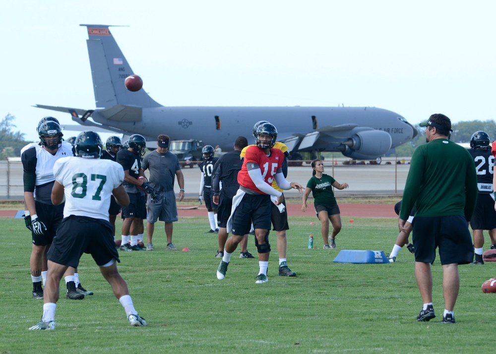 University of Hawaii Rainbow Warriors practice at Joint Base Pearl Harbor-Hickam