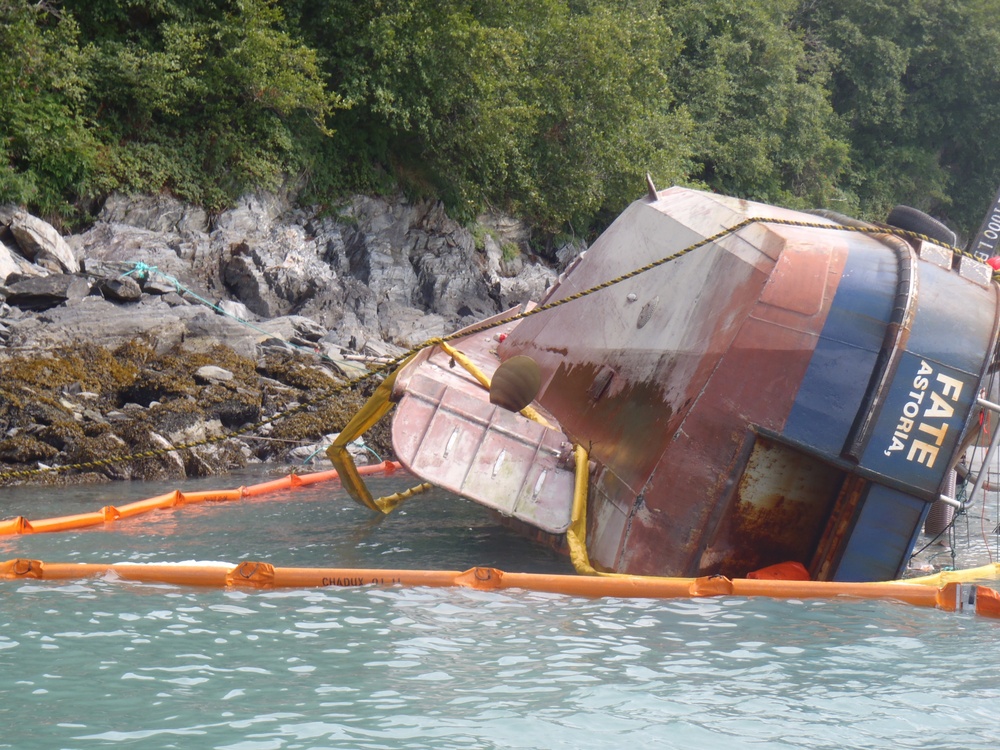 Coast Guard, State of Alaska monitor defueling of fishing tender near Shoup Bay, Alaska