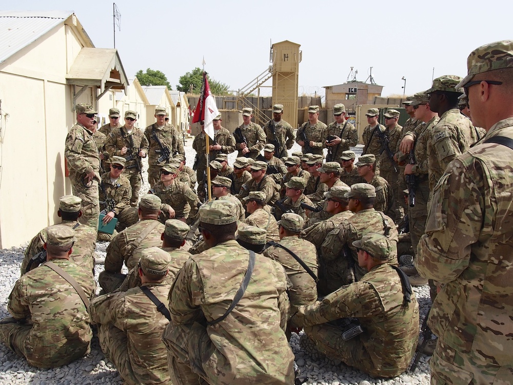 Lt. Col. Zernickow addresses Apache Troop, 6-4 CAV, at FOB Kunduz