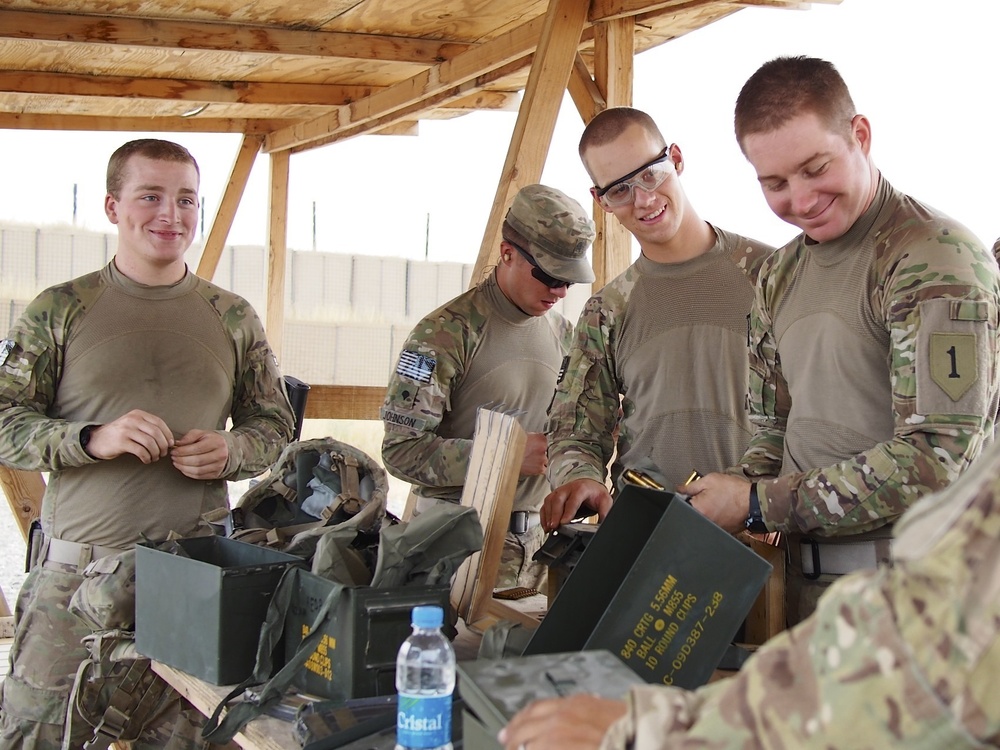 3rd Platoon, Apache Troop, 6-4 CAV, prepares for a short-range marksmanship range on FOB Kunduz