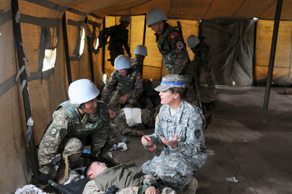 Multinational forces receive frst aid training in Mongolia