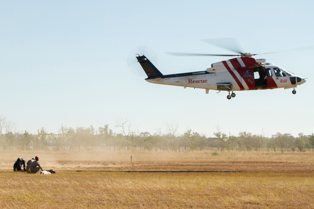 Navy corpsmen winch into action during Exercise Southern Frontier
