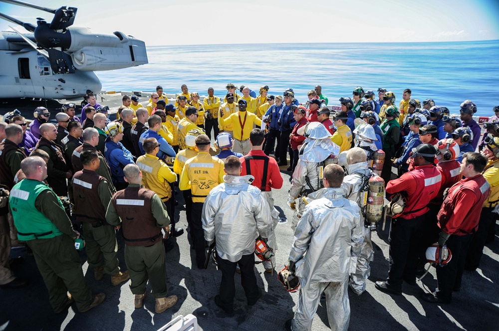 Fire drill aboard USS Boxer