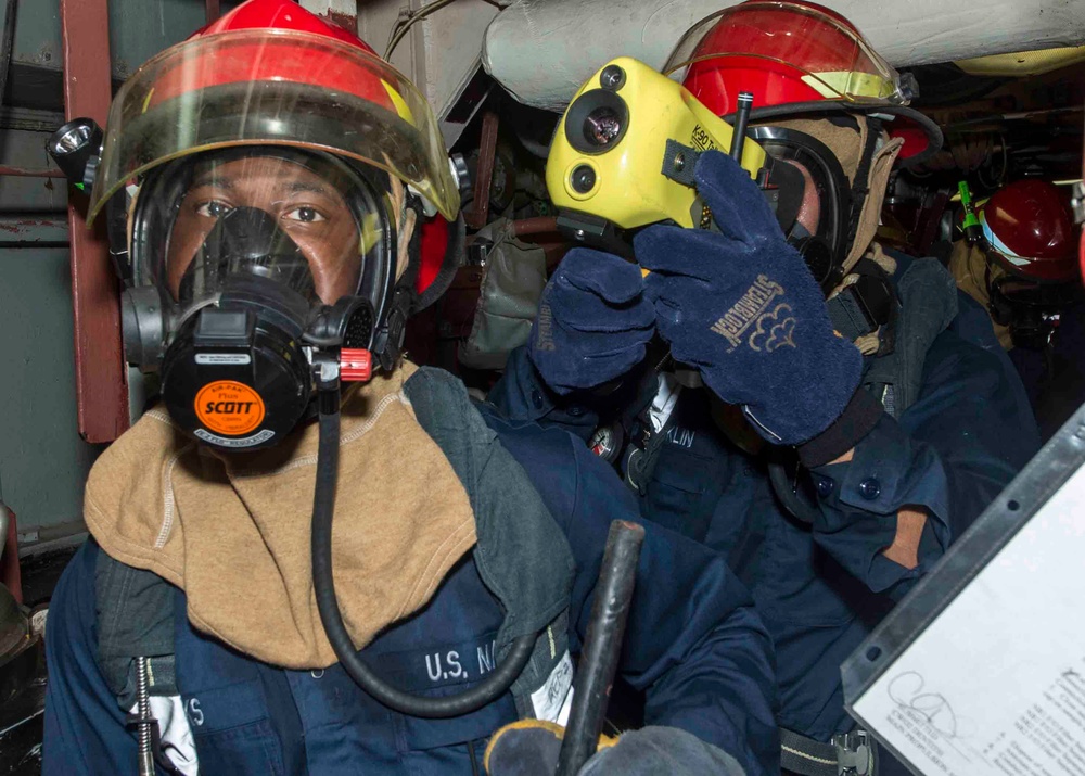 Sailors participate in training aboard USS San Jacinto