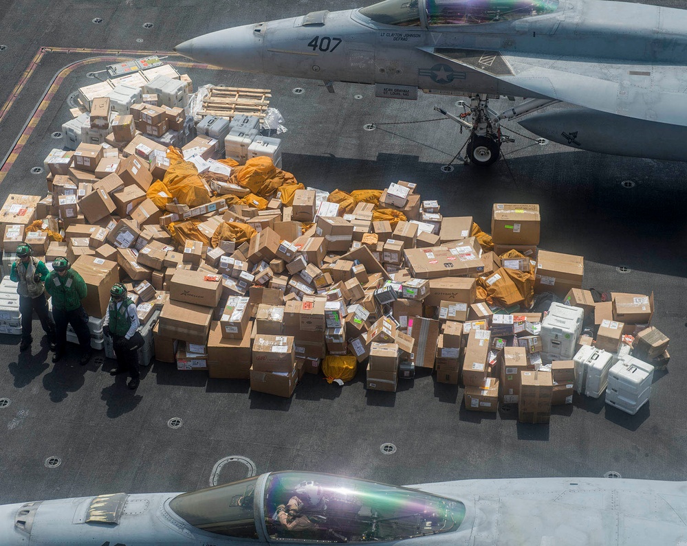 Mail on USS Harry S. Truman flight deck