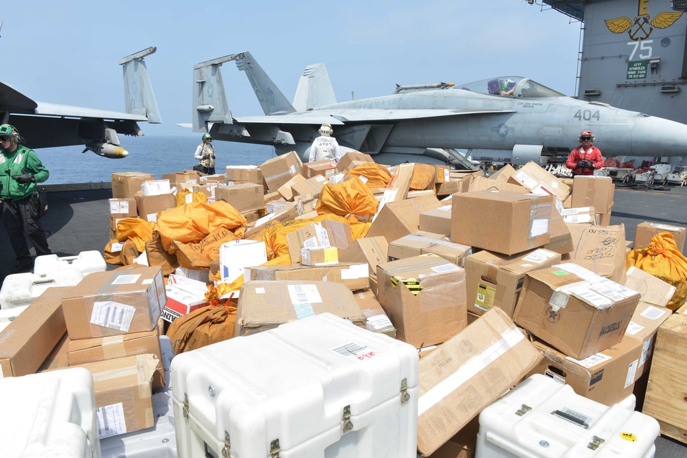 Mail on USS Harry S. Truman flight deck