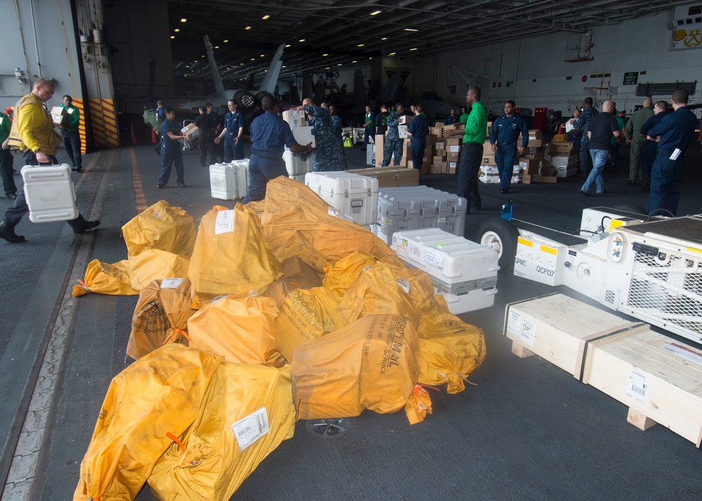 Mail on USS Harry S. Truman flight deck