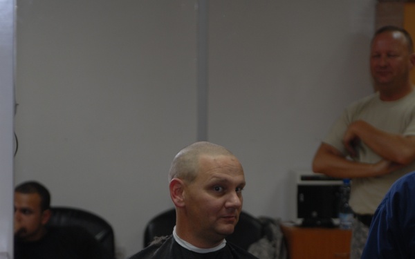 Soldiers Shaves Head to Show Support