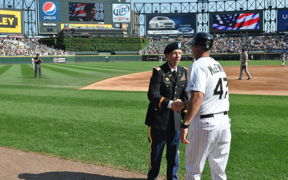 Lt. Col. William Holstine receives recognition at the Chicago White Sox &quot;Hero of the Game&quot;