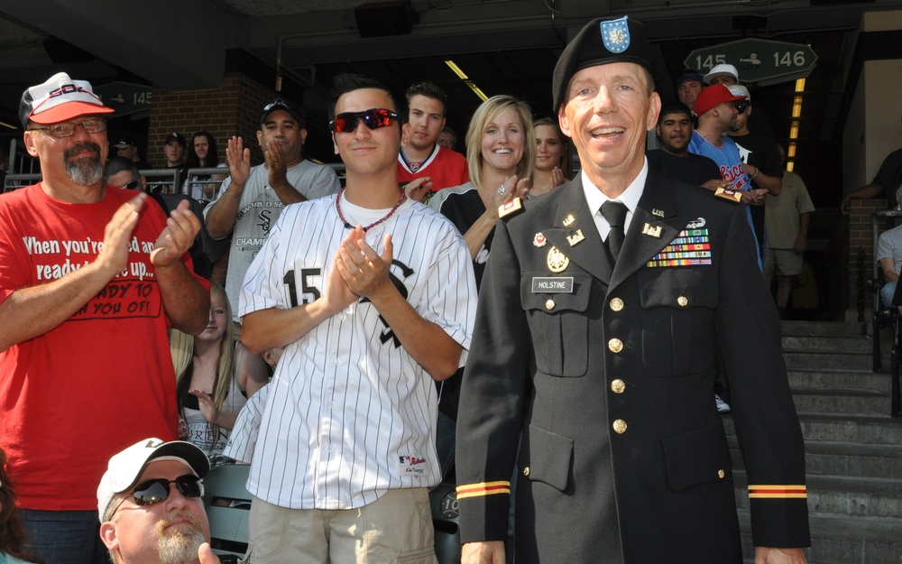 Lt. Col. William Holstine receives recognition at the Chicago White Sox &quot;Hero of the Game&quot;