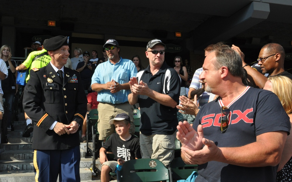 Lt. Col. William Holstine receives recognition at the Chicago White Sox &quot;Hero of the Game&quot;