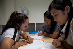 Okinawa teens practics English with Marines