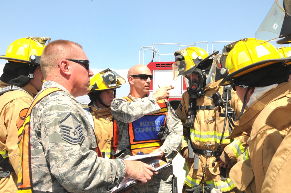 Firefighters engage in a HAZMAT emergency