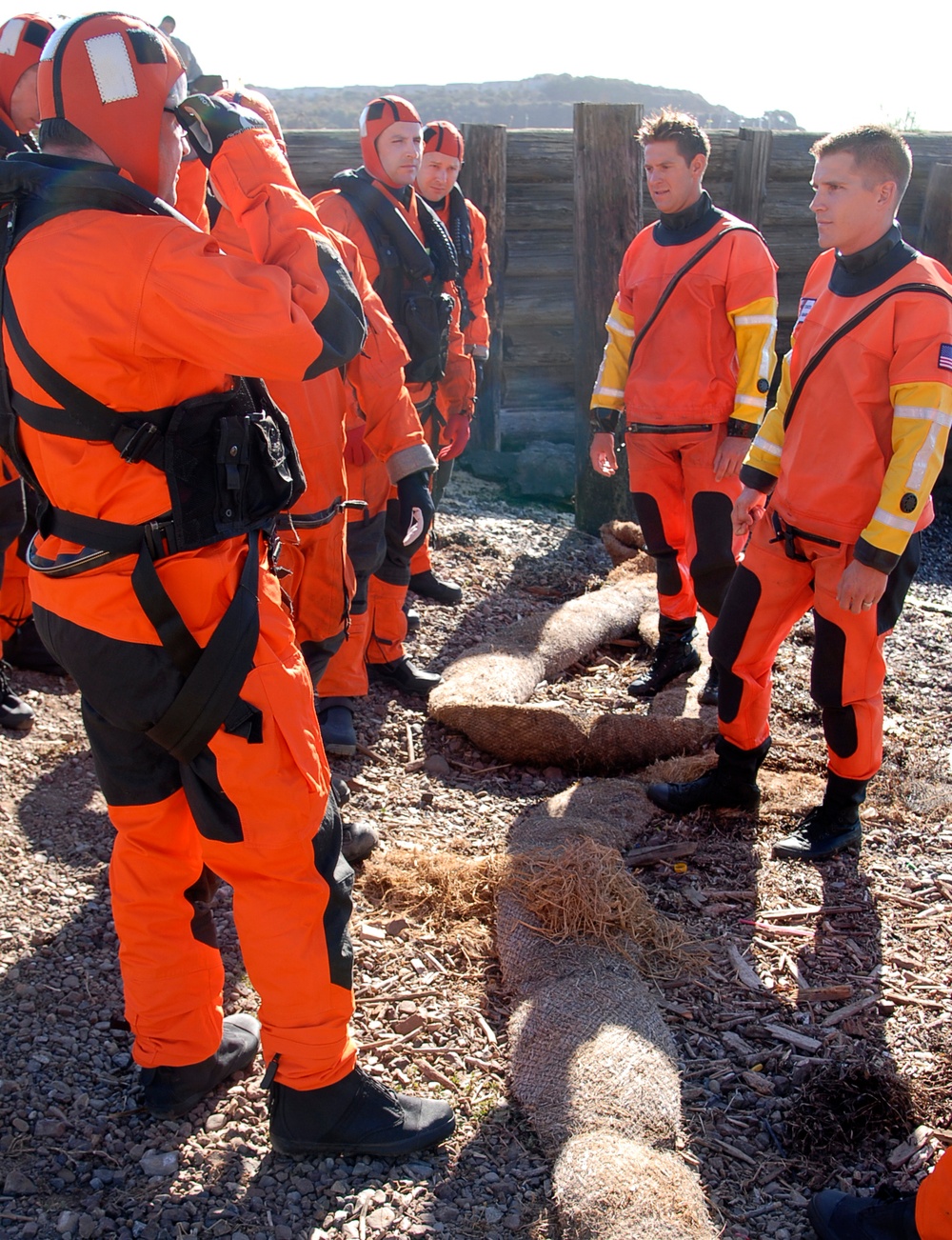 Coast Guard members conduct survival swim training