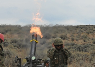 Combined mortar training between American and Japanese forces