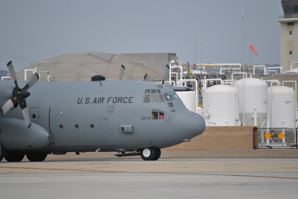 C-130 Nevada Air National Guard High Rollers lands on North Island NAB, Calif.