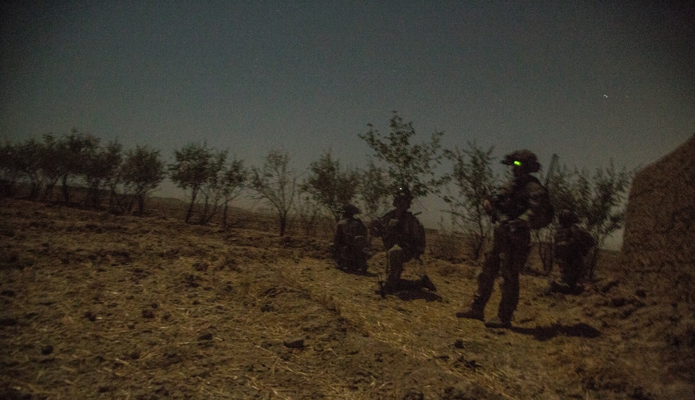 Coalition force members conduct operation in Helmand province