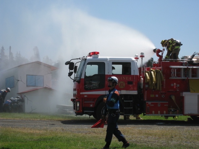 US Army firefighters in action in Japan