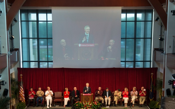 Rededication ceremony for the WWII battleship USS Indiana