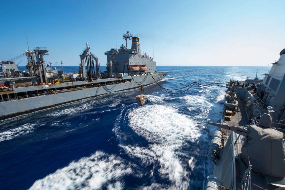 USS Gravely replenishment at sea