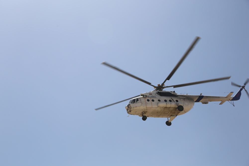 Mi-8 helicopter at FOB Thunder