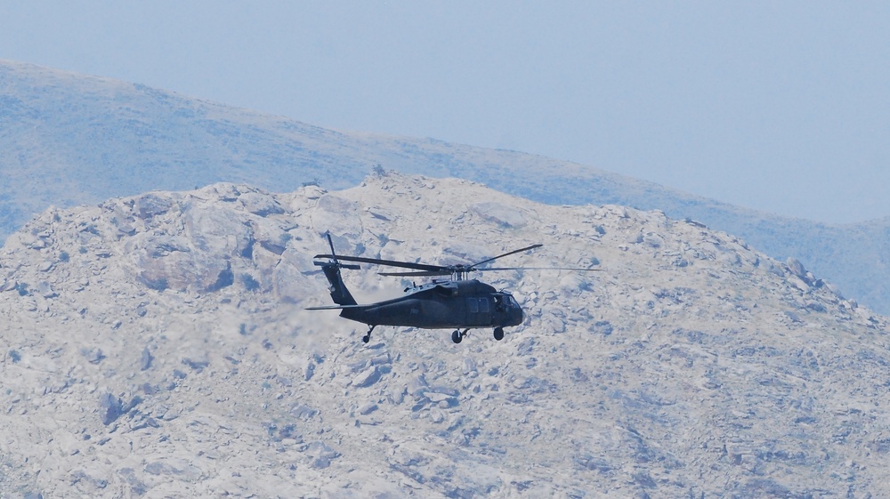 10th Combat Aviation Brigade Black Hawk helicopters provide a lift over Afghanistan