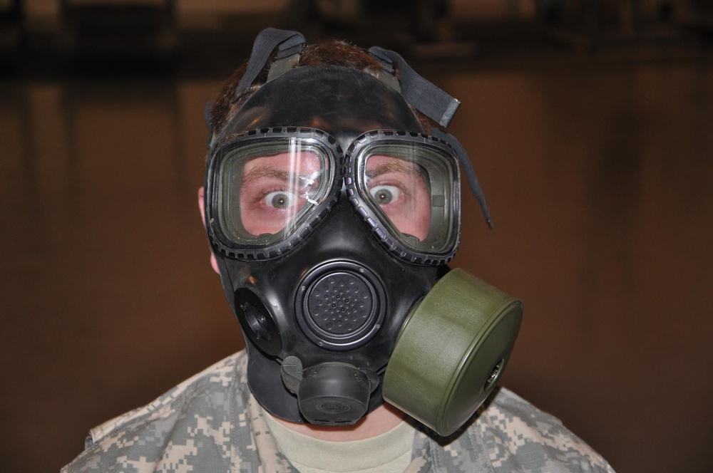 Protective mask seal testing.