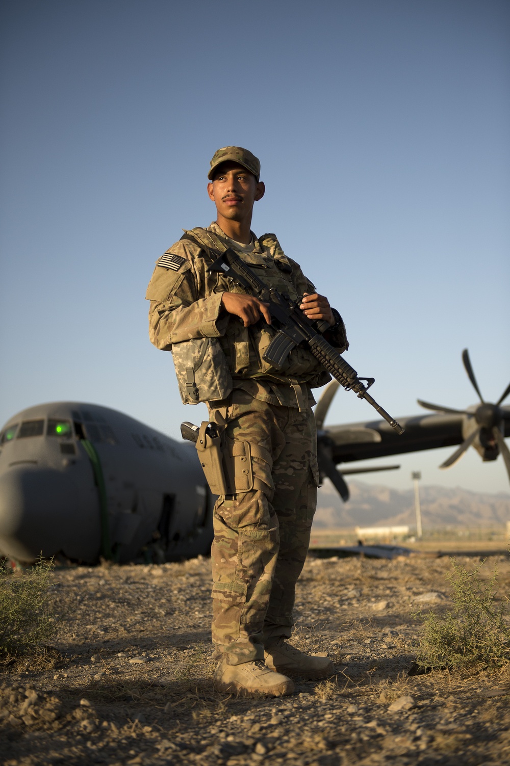 Guarding a plane in Afghanistan