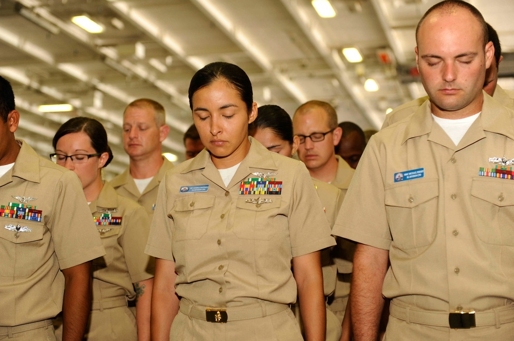 USS George H.W. Bush welcomed 40 newly pinned sailors to the rank of chief petty officer