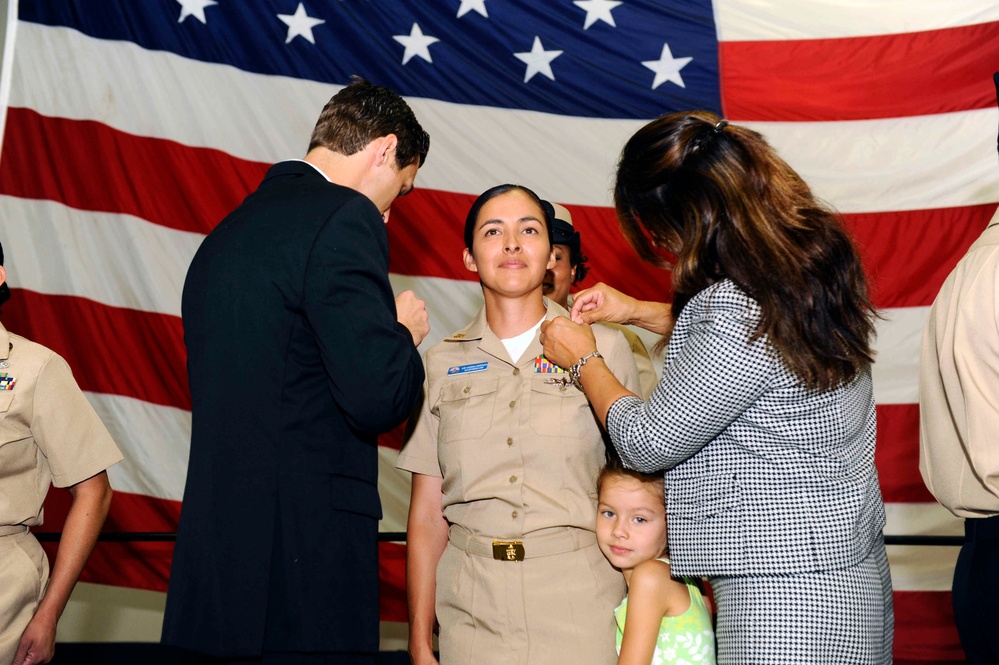 USS George H.W. Bush welcomed 40 newly pinned sailors to the rank of chief petty officer