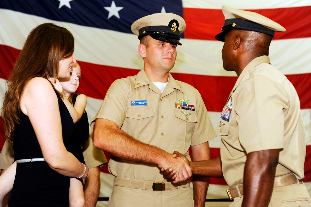 USS George H.W. Bush welcomed 40 newly pinned sailors to the rank of chief petty officer