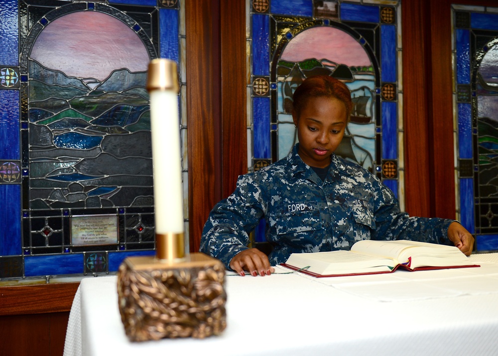 Preparing the chapel for religious services