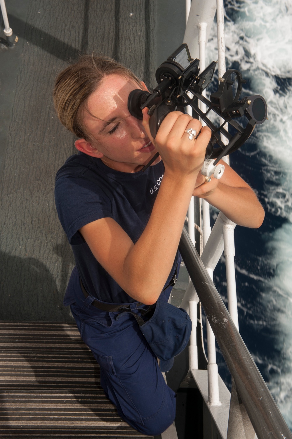 Coast Guard Forward crew members conduct training while underway